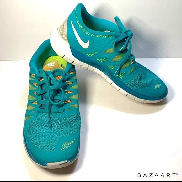 Nike Free run 5.0 teal Women’s running shoes Teal and Yellow Size: 7.5 - Picture 3 of 11